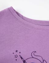 Marškinėliai ilgomis rankovėmis - Blizgus paveikslėlis - violetine