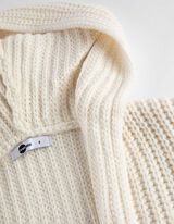 długi kardigan - Kaptur - bialy