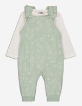 Set maglia manica lunga + salopette - Stampa allover - verde