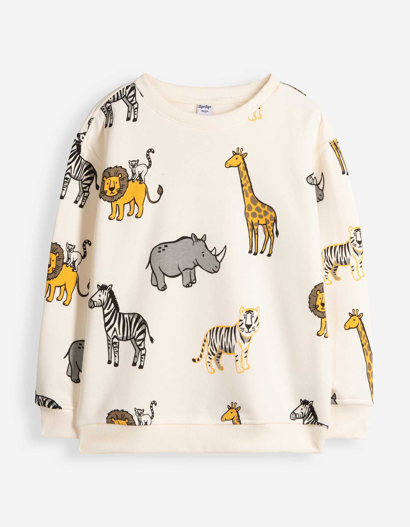 Sweatshirt - Allover-Print - Beige