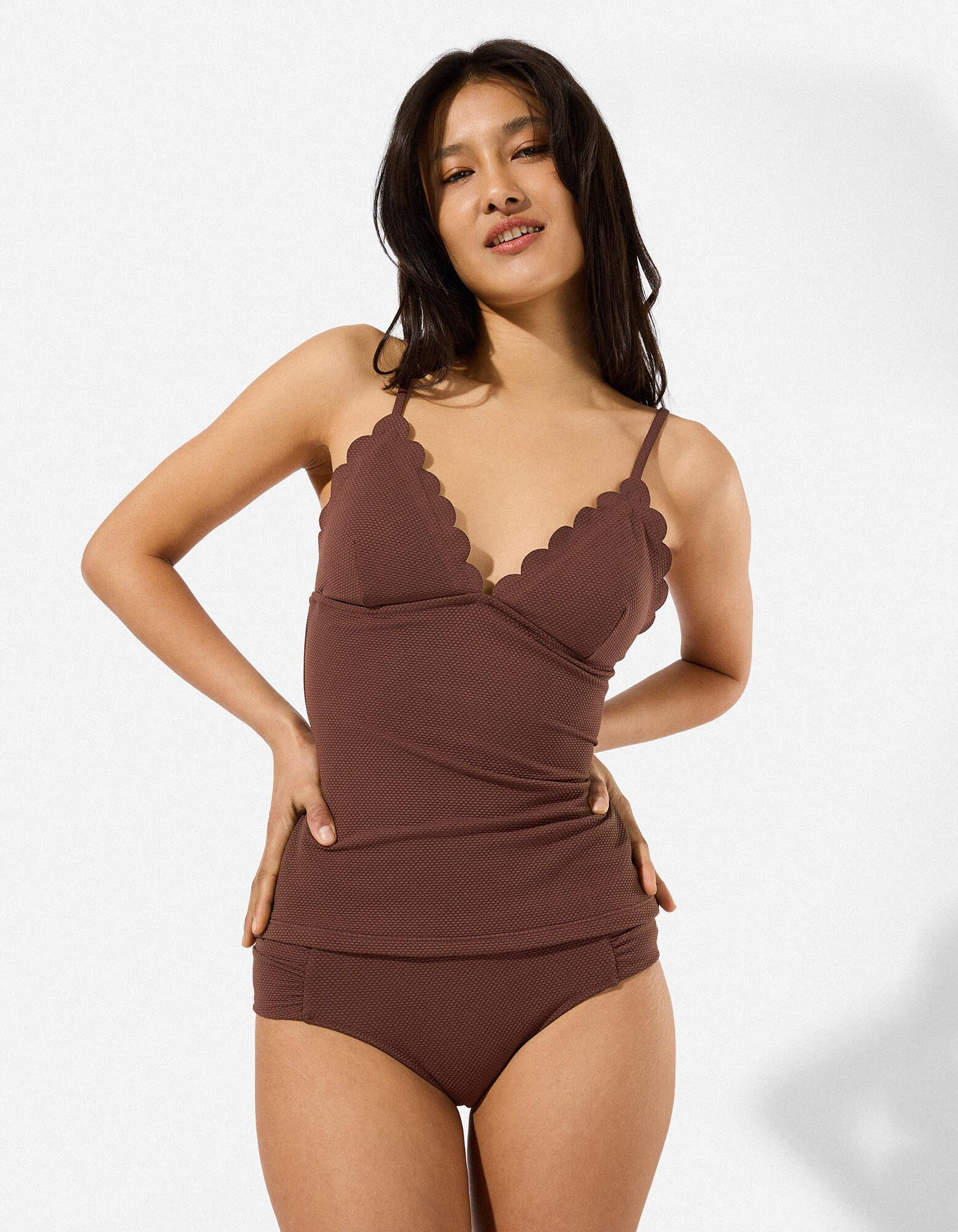 Tankini - Strukturiertes Material - Braun
