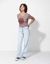 Tričko - Trblietav&aacute; potlač - fialovy