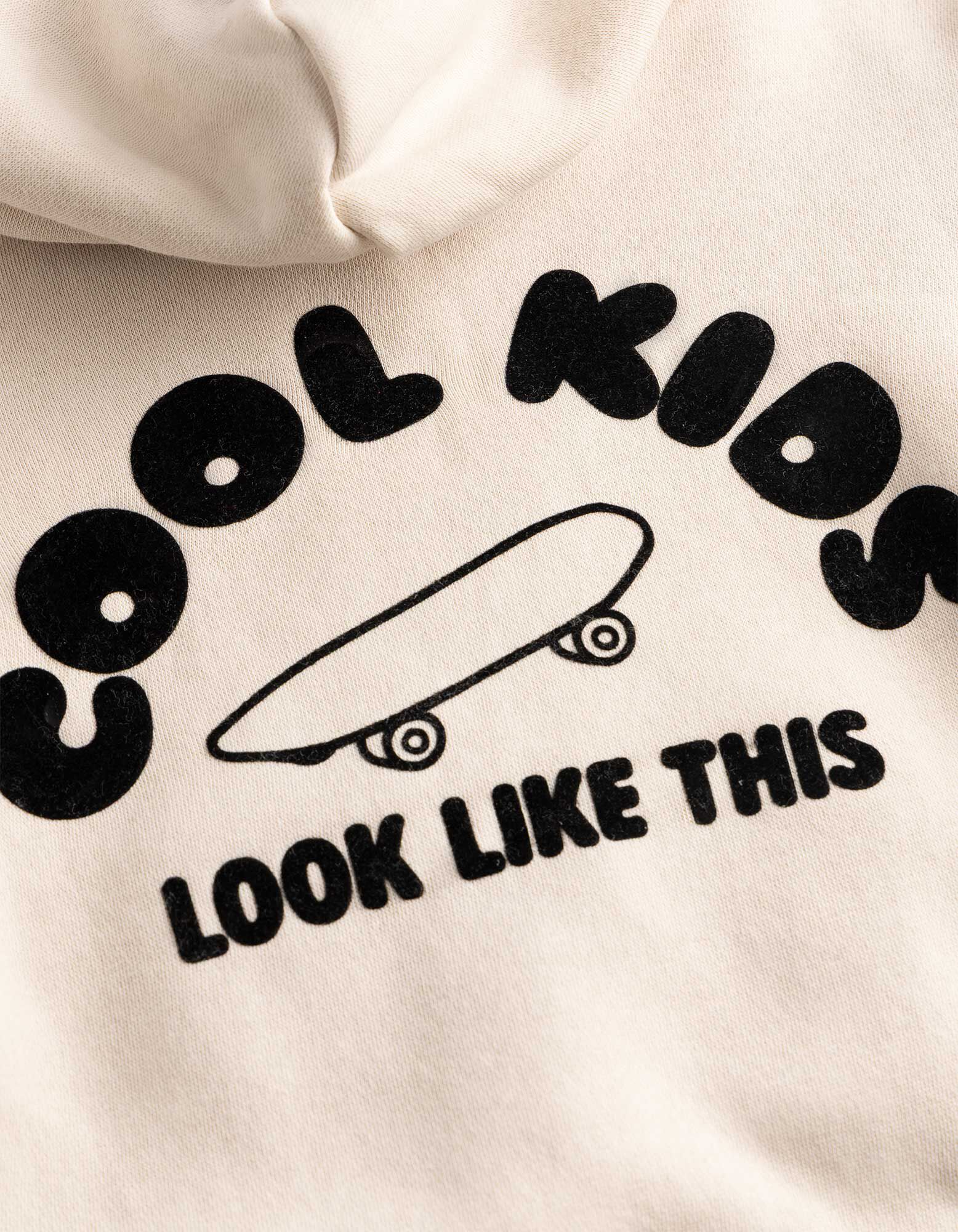 Hoodie - Print op rug - Beige