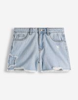 Jeansshorts - Herzen - hellblau