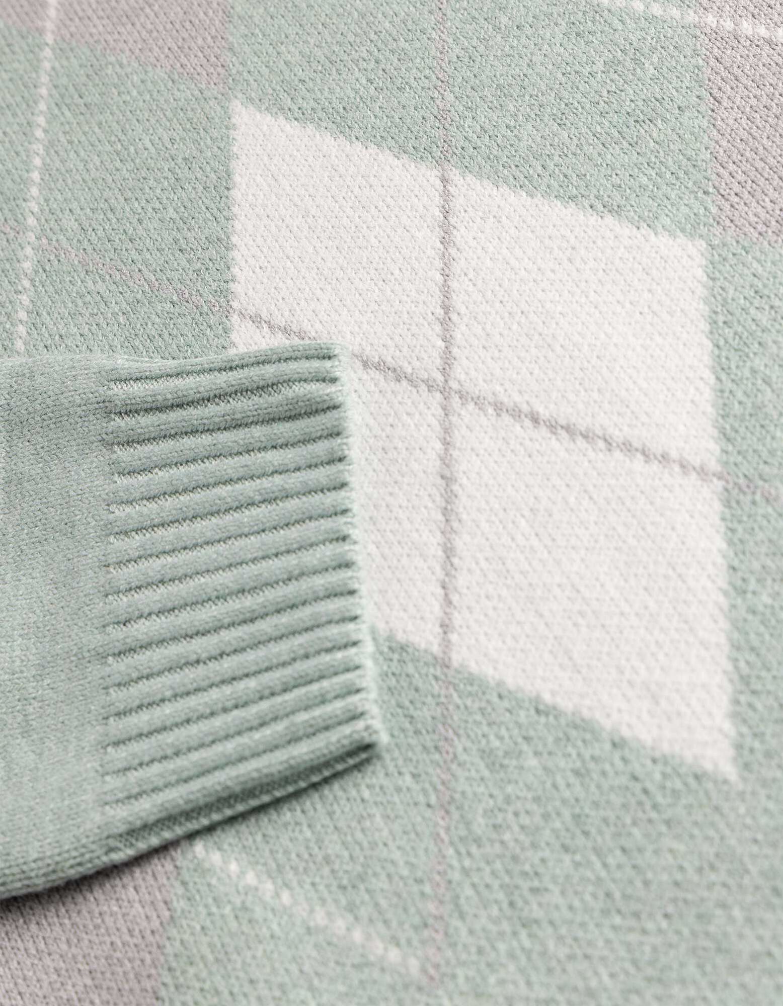 Pullover - Geometrisches Muster - Hellgr&uuml;n