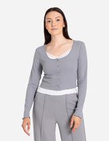 Pikkade varrukatega s&auml;rk - pits - tumesinine