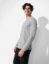 Tričko s dlouhým rukávem - Melírované - seda