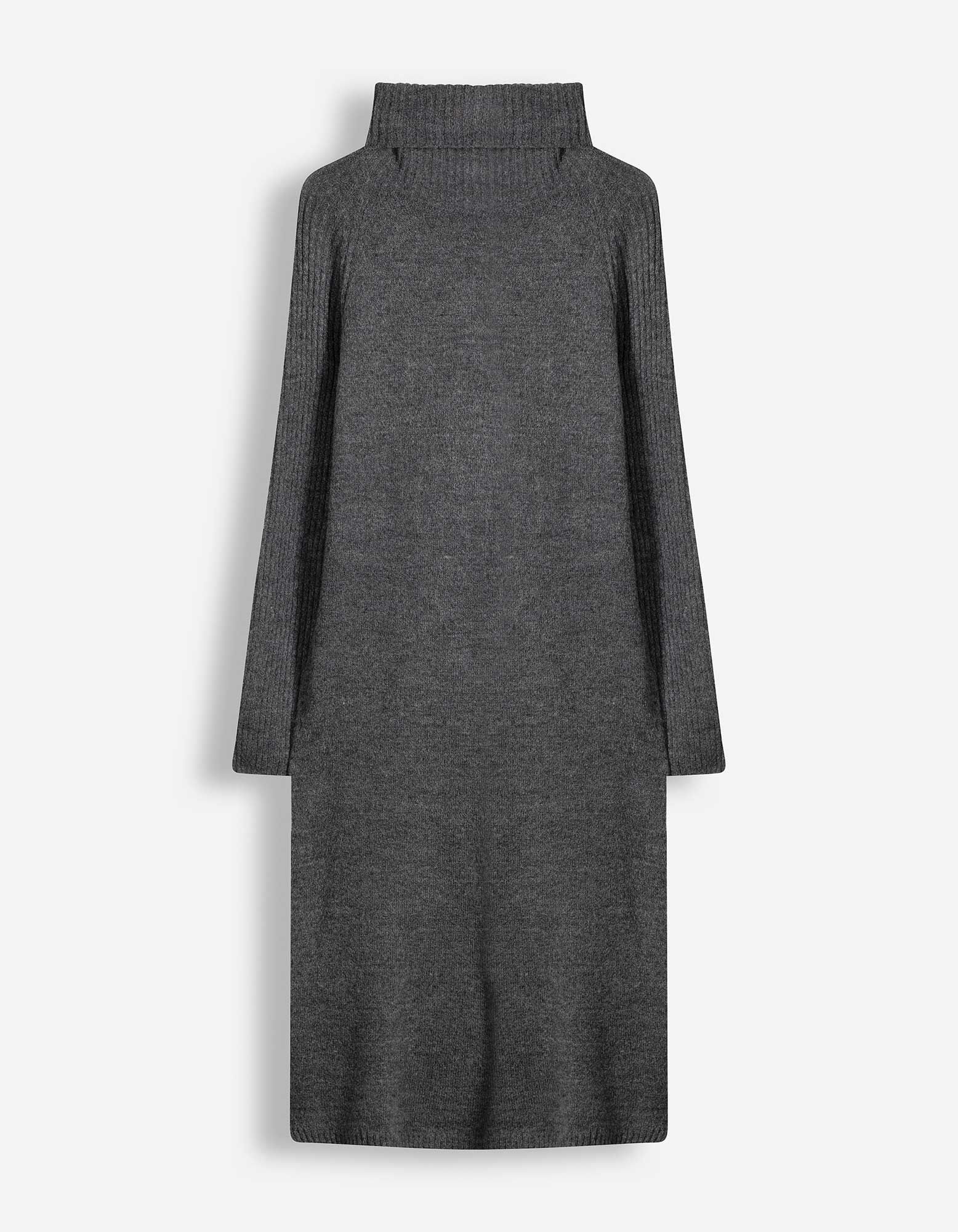 Kleid - Rollkragen - Grau