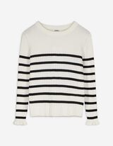 Strickpullover - Streifen - weiß