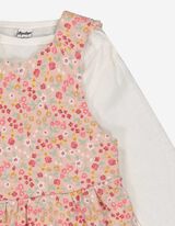 Hossz&uacute; ujj&uacute; felsőből &eacute;s ruh&aacute;b&oacute;l &aacute;ll&oacute; szett - Vir&aacute;gmint&aacute;s - rozsaszin