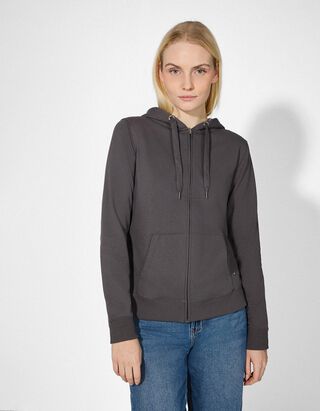 Sweatjacke - Kapuze mit Tunnelzug - dunkelgrau