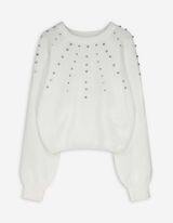 Strickpullover - Ziersteine - weiß