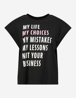 T-shirt - Message imprim&eacute; - Noir