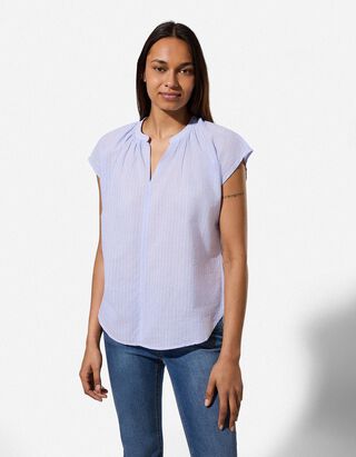Blusenshirt - Streifen - hellblau
