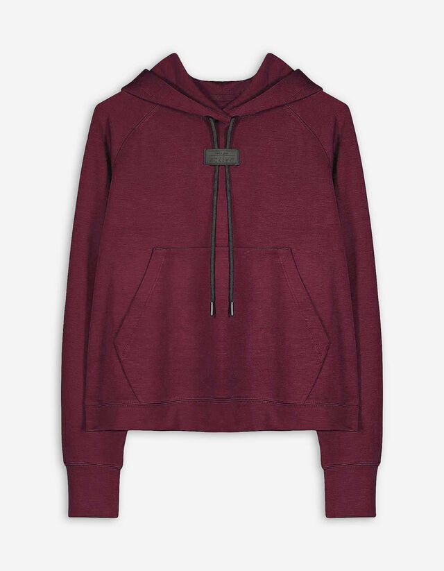 bluza z kapturem - miękki w dotyku - ciemny czerwony