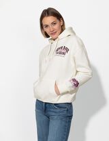 Pulover s kapuco - Tisk na hrbtu - belo