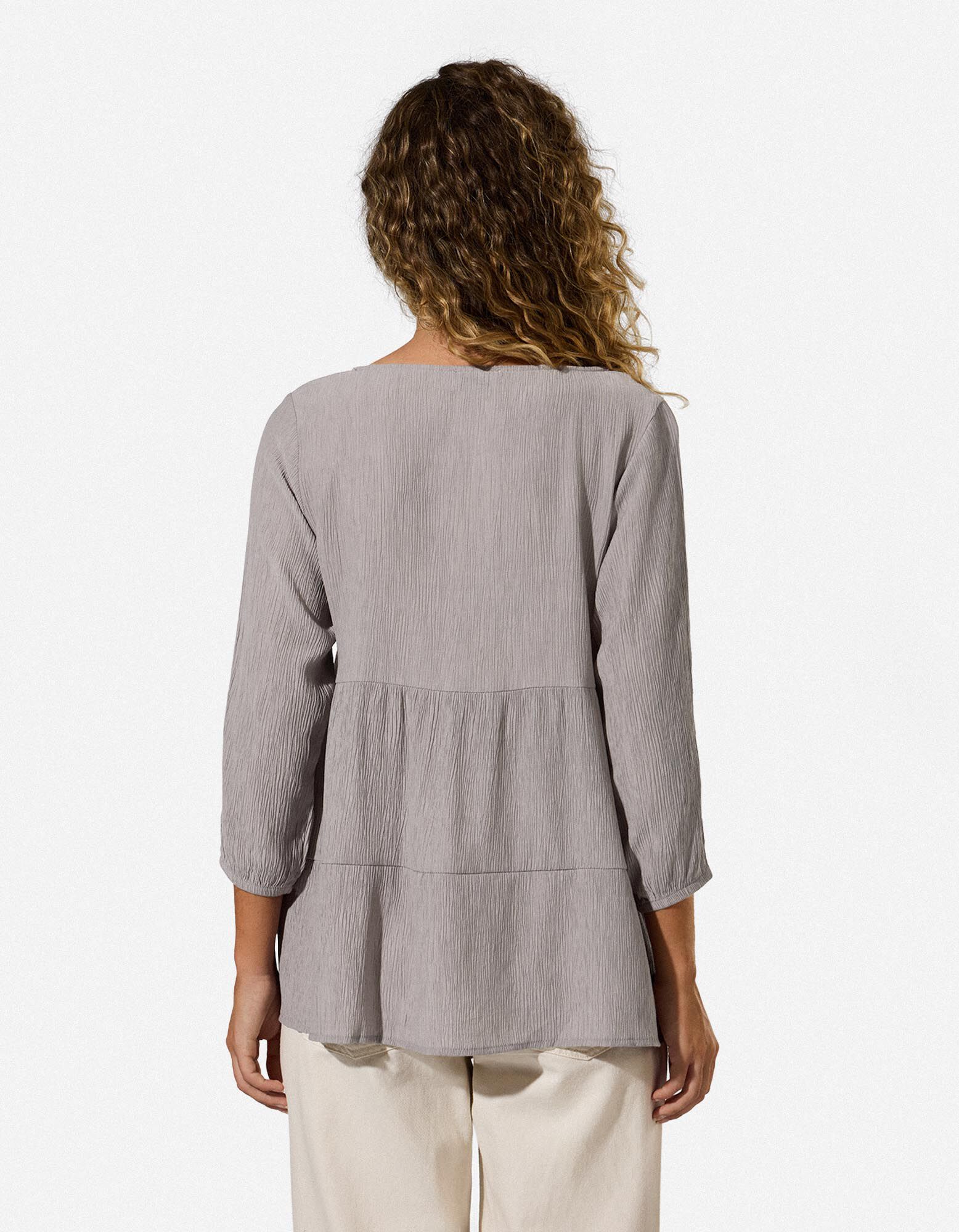 Blusenshirt - Volants - Khaki