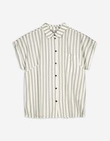 Camicia blusata - Maniche con risvolti fissi - verde scuro