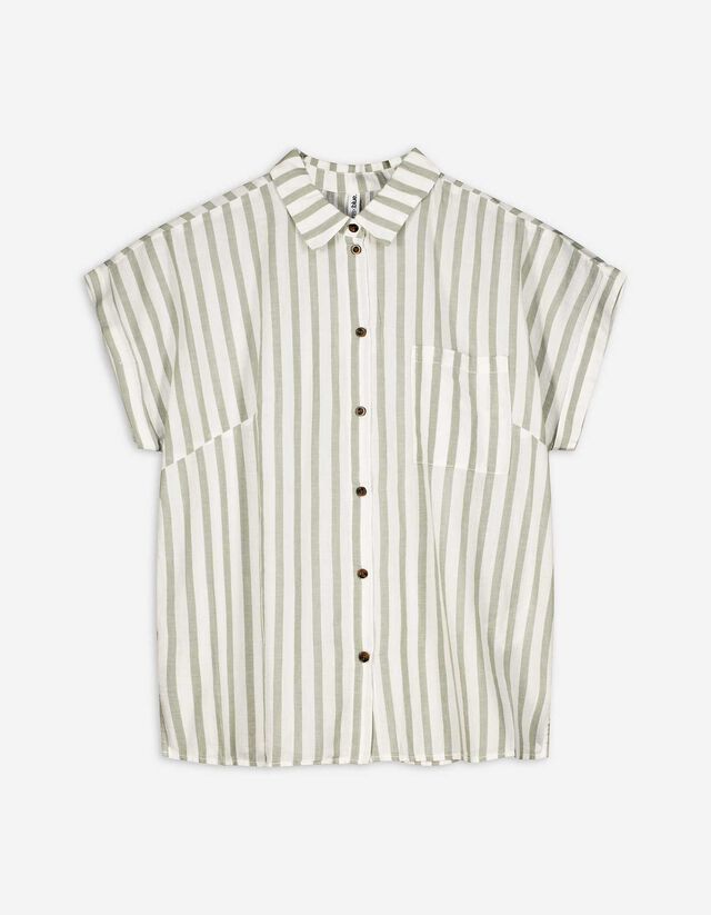 Camicia blusata - Maniche con risvolti fissi - verde scuro