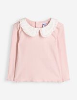 T-shirt &agrave; manches longues - Col Claudine - ros&eacute; tendre 