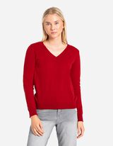 Sweter z dzianiny - Wełniany wygląd - ciemny czerwony