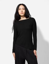 Bluză de corp cu mânecă lungă - Asimetric - Negru