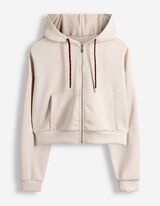 Sweatjacke - Cropped - beige