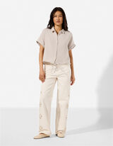 Hemd - Musselin - Beige