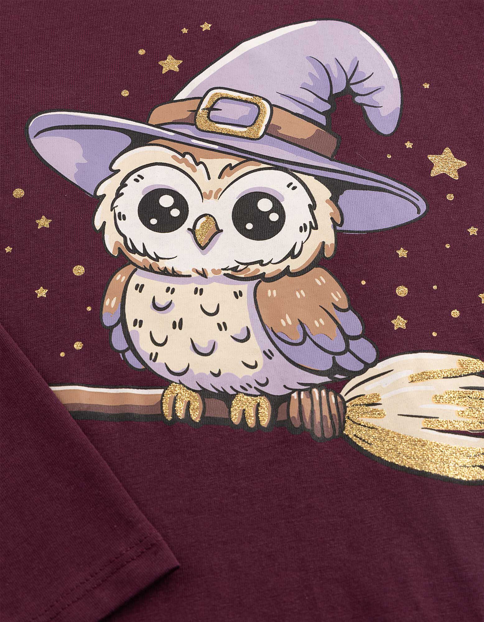 Langarmshirt - Print - Dunkelrot