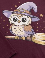 Langarmshirt - Print - Dunkelrot