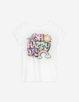T-shirt - błyszczący nadruk - bialy