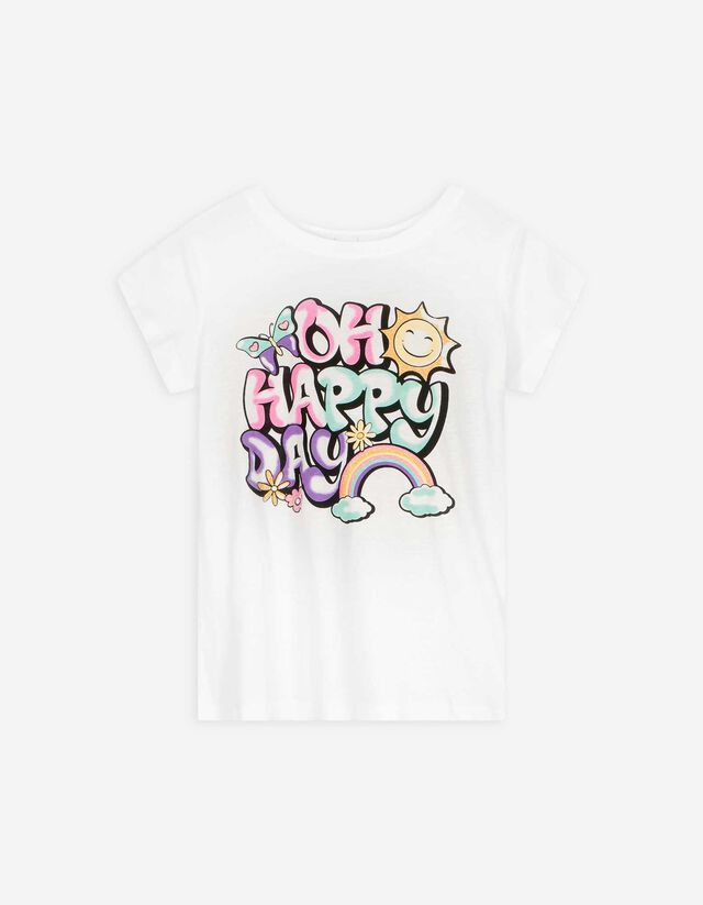 T-shirt - błyszczący nadruk - bialy