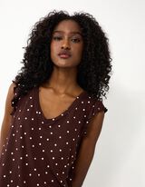 Top - Polka Dots - Dunkelbraun