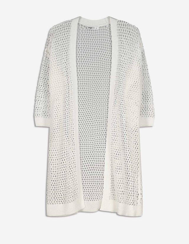 Giacca in maglia - Maglia traforata - bianco