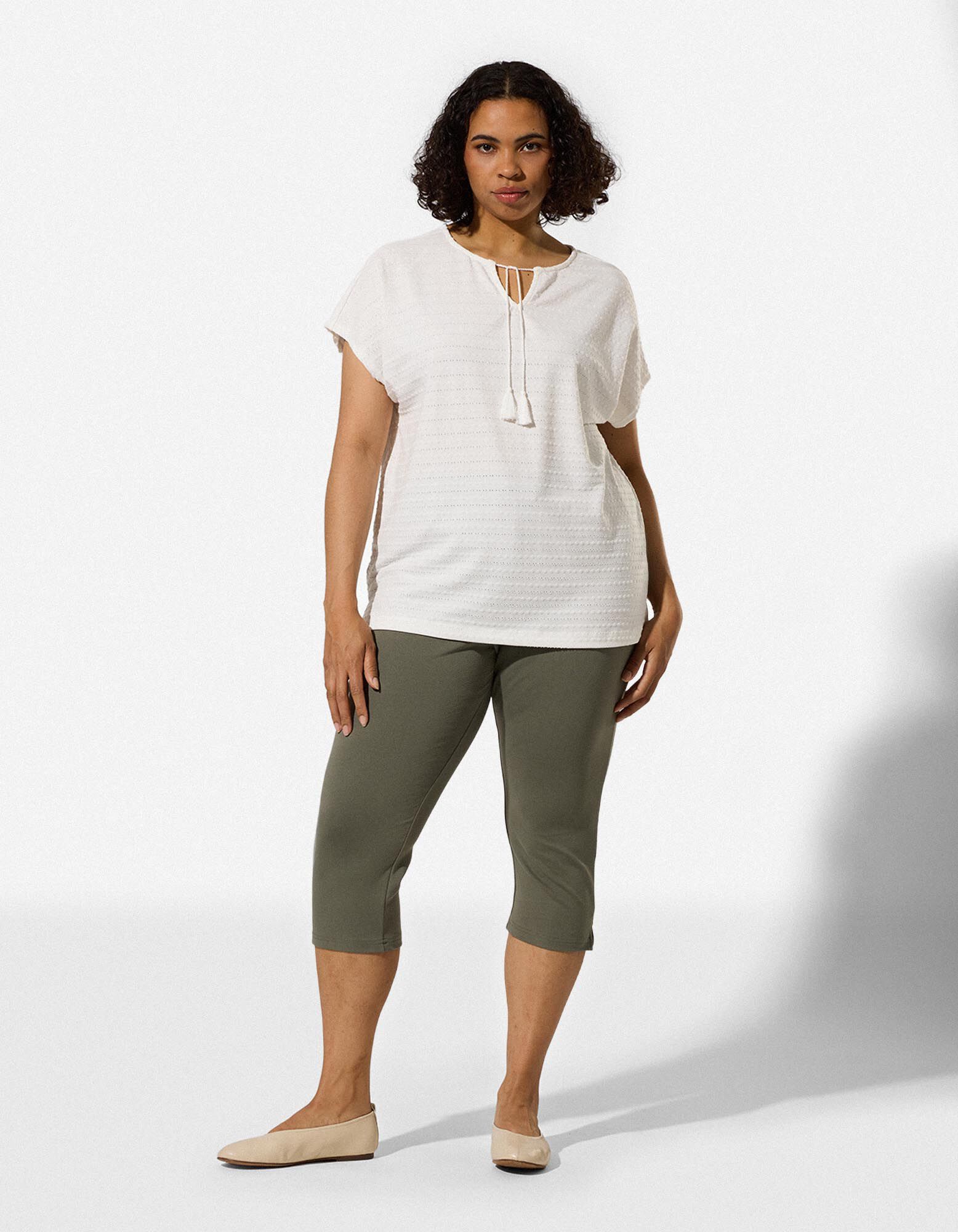 Blusenshirt - Material-Mix - Off-White