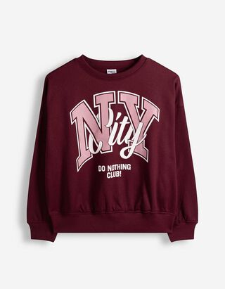 Sweatshirt - Print - Dunkelrot