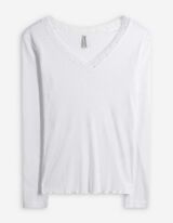 Langarmshirt - Spitzenbesatz - wei&szlig;