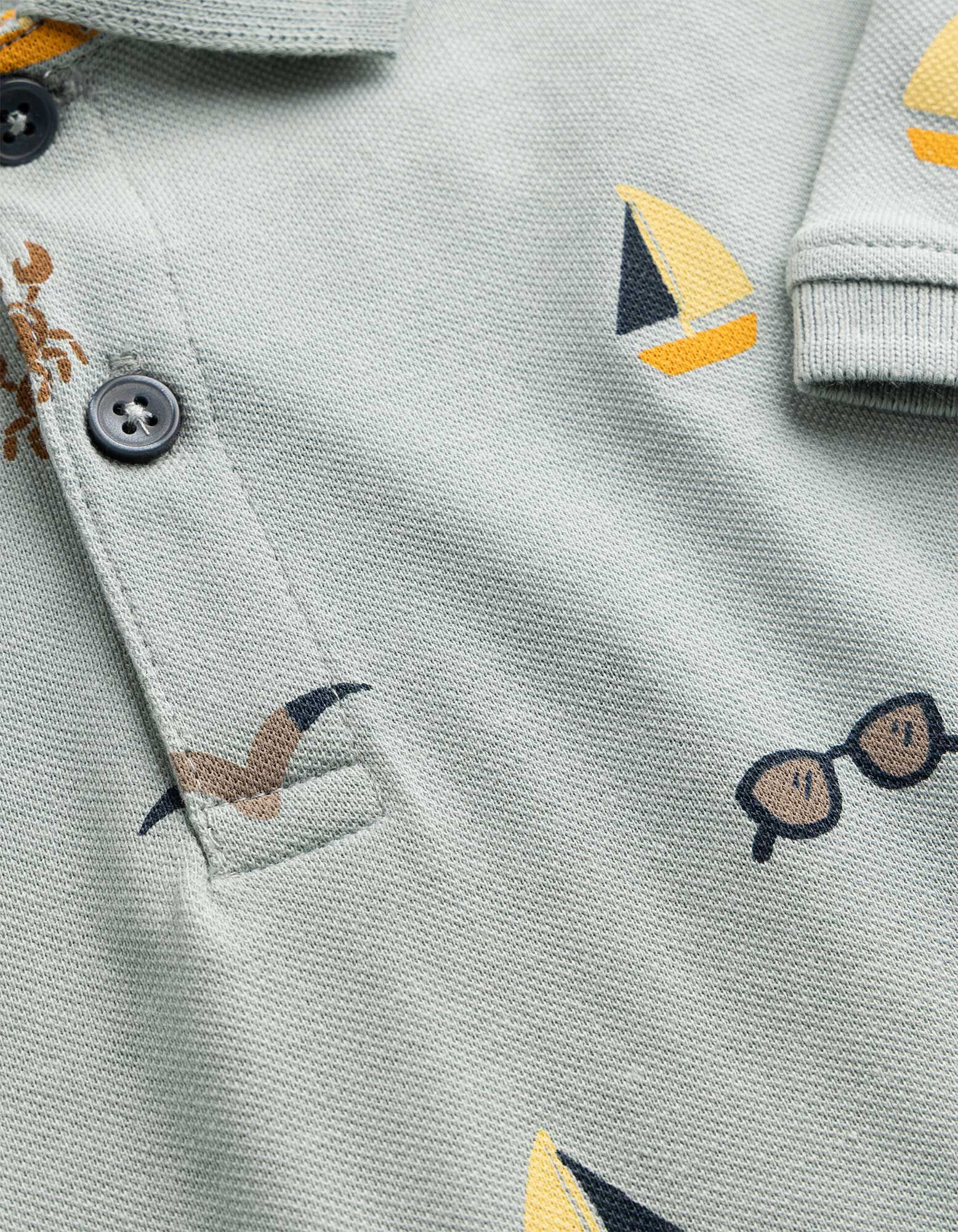 Poloshirt - Allover-Print - t&uuml;rkis