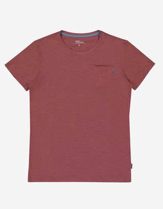 T-shirt - Poche-poitrine - Rouge fonc&eacute;