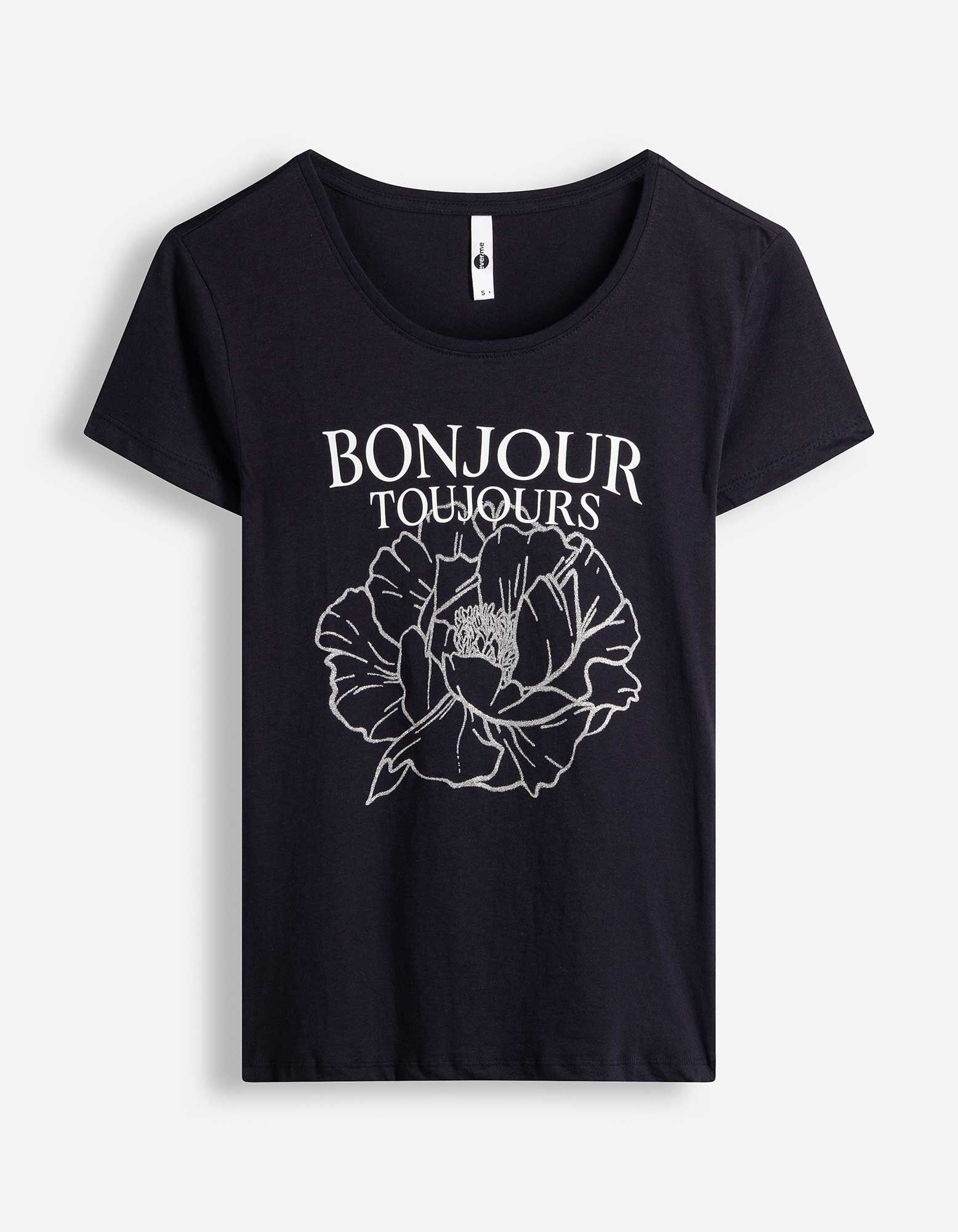 T-Shirt - Glitzerprint - Dunkelblau