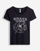 T-Shirt - Glitzerprint - Dunkelblau