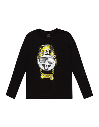 Jungen Longsleeve mit Smiley aus Wende-Pailletten