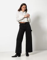 Skraćena dukserica - sa vezicom - bela