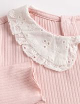 T-shirt &agrave; manches longues - Col Claudine - ros&eacute; tendre 