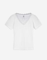 T-shirt - Inserto in pizzo - bianco