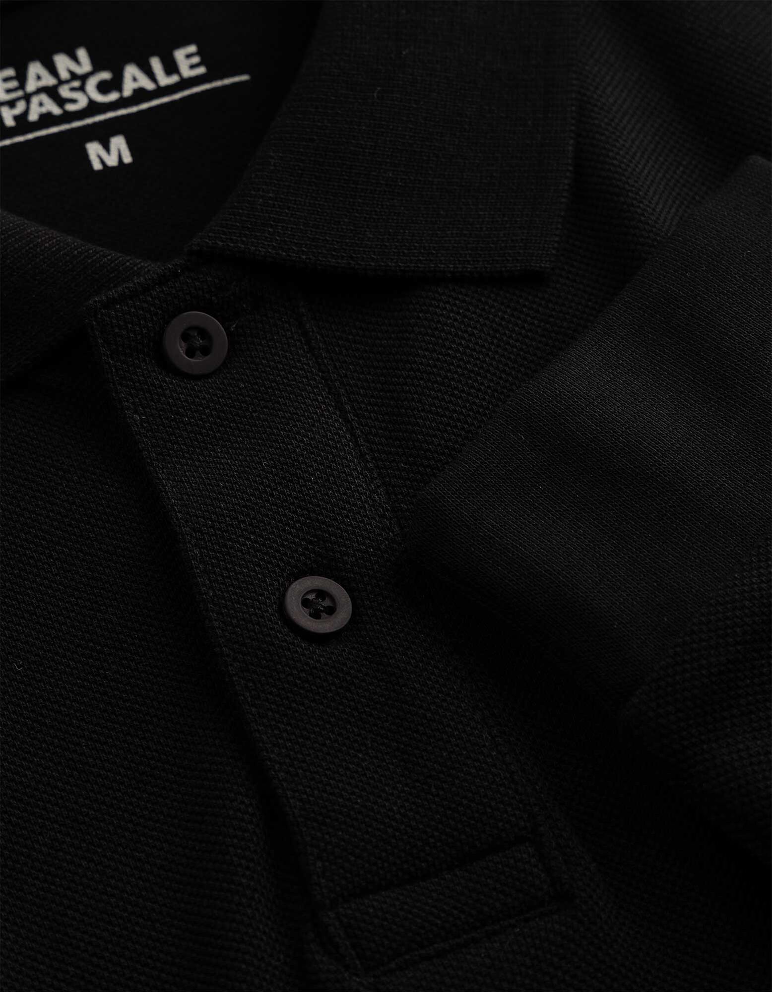 Langarmshirt - Polokragen - Schwarz