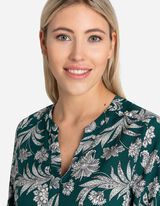 Bluză - Imprimeu floral - Verde inchis