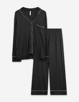 Pyjama Set aus Shirt und Hose - Viskose - dunkelgrau