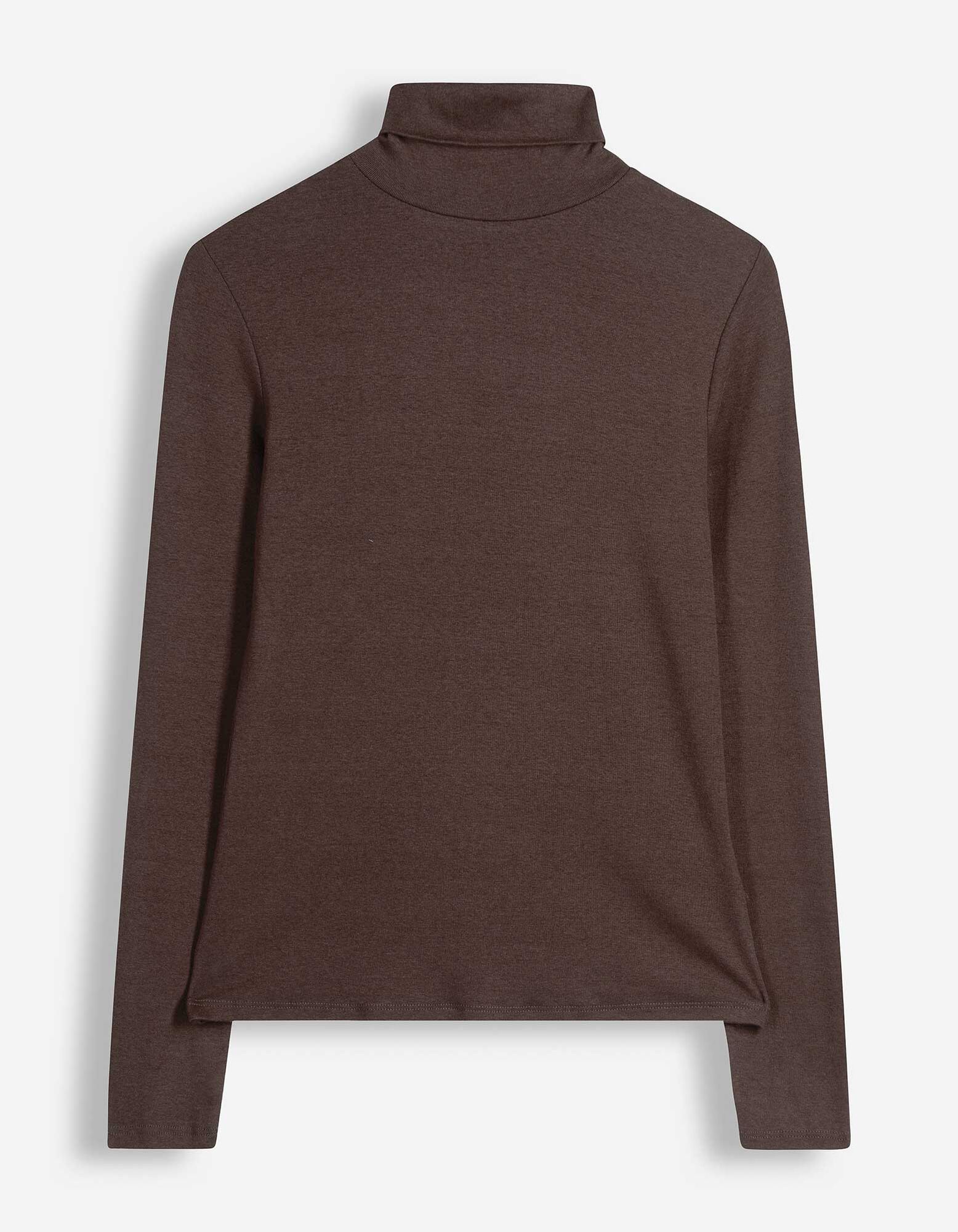 Langarmshirt - Rollkragen - Dunkelbraun