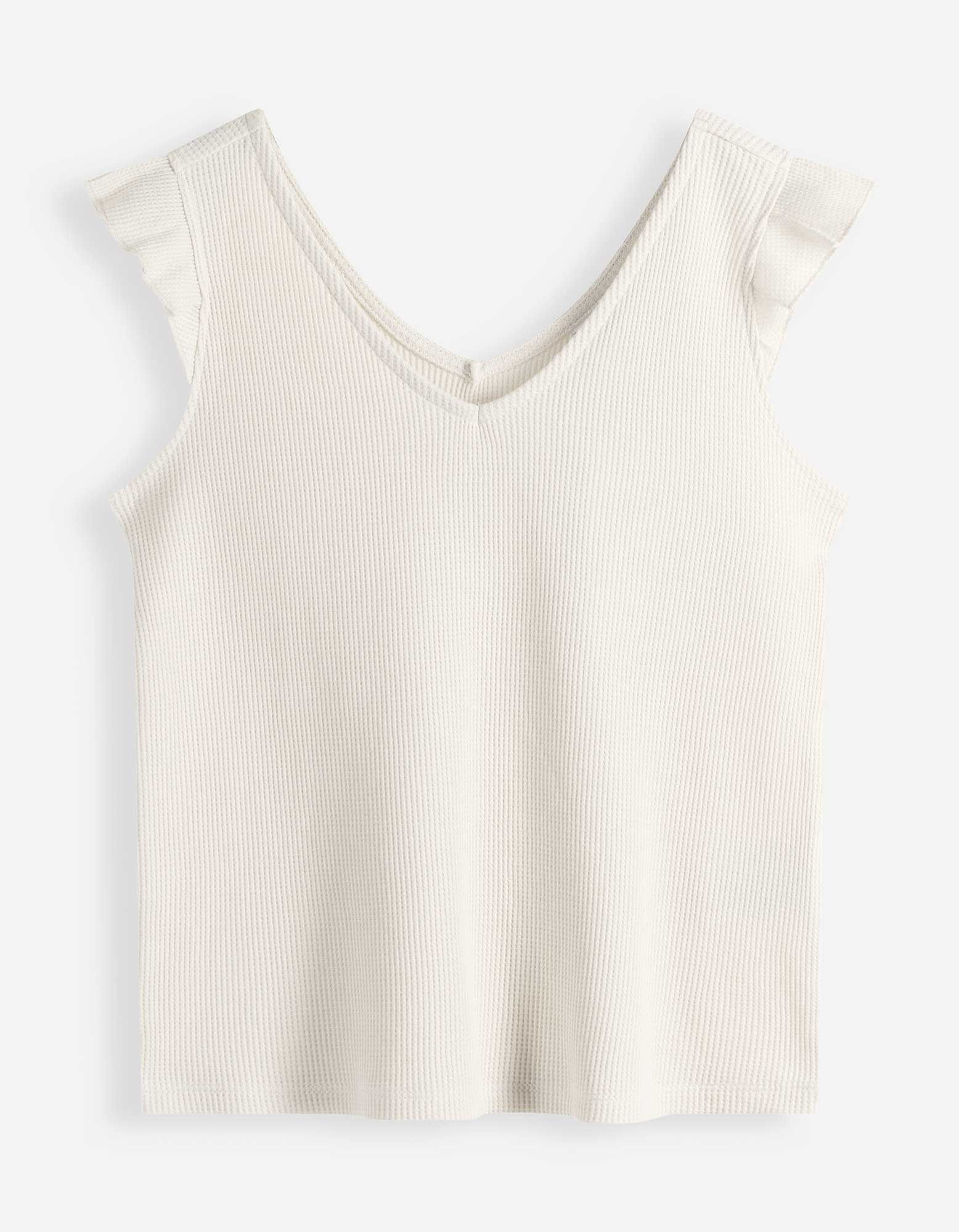 Top - Waffelstruktur - Off-White